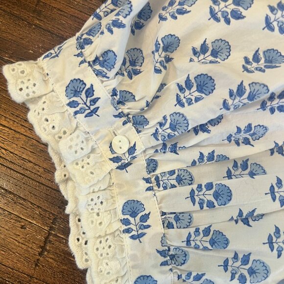 TUCKRENUCK PINK CITY PRINTS SKY BUTA VERA BUTTON FRONT EYELET BLOUSE SIZE SMALL - Picture 10 of 12